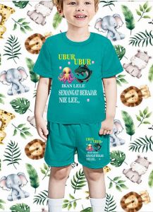 SETELAN BAJU ANAK ANAK/BAJU SETELAN BAJU ViRAL ubur bur ikan lele semangat belajar le