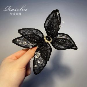 Elegant Black Lace Butterfly Knot Hair Clip: A Simple Design Spring Clamp Headwear