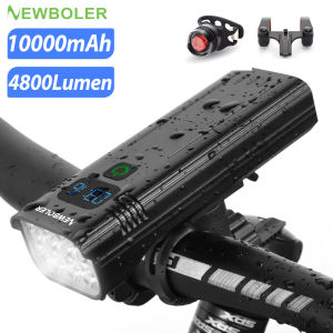 NEWBOLER Bicycle Light USB Chargeable 4800 Lumen Rainproof MTB Bike Light Set With 2 Holder 10000mAh Flashlight Bike Accessories