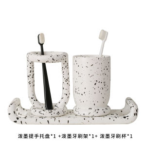 Lenyvasen Bathroom Toiletries Bathroom Three-Piece Bathroom Mouthwash Cup Ceramic Tray Set