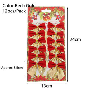 12pcs Small Bow Christmas Tree Decoration/Christmas Ribbon Bows / Christmas Ornament Bow for Xmas Wreaths Gift Wrapping