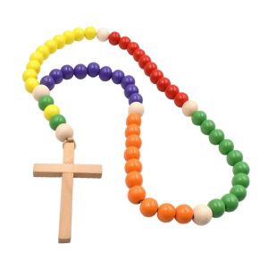 สร้อยคอ DIY ลูกปัดไม้สีสันสดใส สร้อยคอแบบแขวนคอรูปคริสตัลใหม่ 2024 สร้อยคอแบบสร้างสรรค์จากจีนแผ่นดินใหญ่