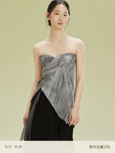 MURMURMI Designer Textured Cotton Linen Twist Deconstructed Wrap Chest Original Design Straight Tube Womens Summer Top