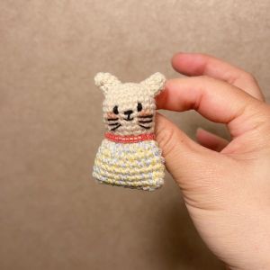 Handmade Crochet Cat Pin Brooch Cute Little Kittens Sweater Pin Fashion Accessory Womens Original Design Yarn Pin Brooch