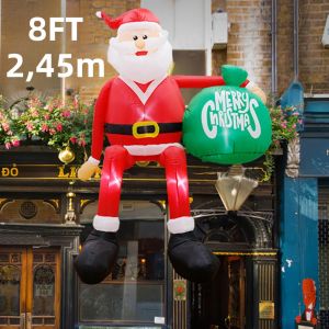 Ông Già Noel Bơm Hơi 8FT Với Túi Quà Leo Trèo Trang Trí Giáng Sinh Ngoài Trời Thiết Kế Tuần Lộc Nai Cho Trang Trí Ngày Lễ