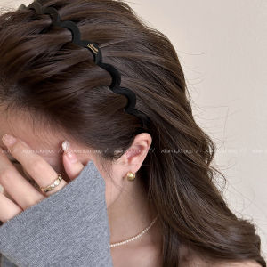 สีแดง เรียบง่าย ที่คาดผมคลื่นขนาดใหญ่ ผู้หญิง ที่คาดผมล้างหน้าแบบอัดแน่นเครื่องประดับผม สไตล์เกาหลี ที่คาดผม