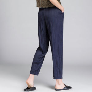 Tiiwgjiy | Summer Thin New Womens Pants High Waist Pleated Harem Pants Straight Casual Trousers Nine Points Three Fold Pleats Harlan Pants