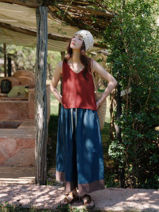 Summer Red Knitted Strap Vest Womens Loose Fit Sleeveless Top Outerwear Design Sensation Holiday Style Asymmetric Commute Friendly