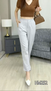 Shop Haul Womens High Waist Trousers Straight Cut Daily Wear Pants with Gartered Back & Lining fit 25-32 | Basic Minimalist Bottoms *HM252