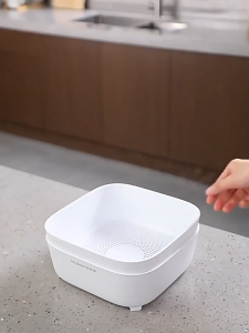 Wadah Saringan Peniris Sayur Buah Serbaguna 2in1 Estetik Double Layer Multifungsi - D04B