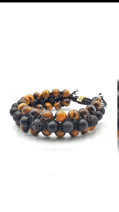 JJ Anchors | Marco - Shamballa Bracelet | Lava Stone and Black Onyx | Natural Stones
