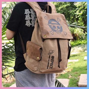 Bandai | One Piece Backpack Anime Cartoon Peripheral Student Schoolbag Thickened Washed Canvas Men And Women Backpack Drawstring Bag Gift