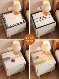 Luxurious Bedroom Nightstand Protection Pad Waterproof Dustproof Tablecloth No-Wash Shoe Cabinet Cover Geometric Pattern PVC Material