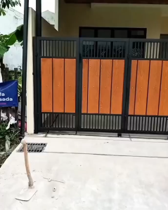 pintu pagar lipat dorong minimalis grc bukaan geser