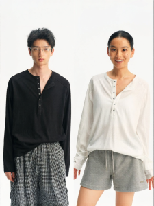 JNXS | Áo Thun Cổ Henley Nút Sò Đa Sợi Linen