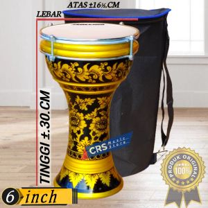 Dumbuk Pinggang Mini 6 inch Gold Hitam Mika Hitam