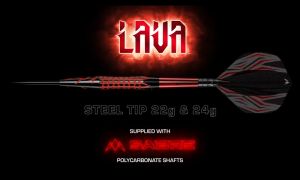 MISSION STEEL TIP DART- 22G/24G LAVA Black Red Electro Plate 95% Tungsten Steel Dart Set