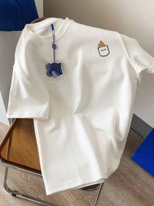 White Pure Cotton Short Sleeve T-Shirt Womens Summer New Style European Large Version High-End Sensation Shoulder Slimming Top