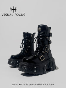 Giày Bốt Martin Đế Dày Cho Nữ Giày Bốt Ngắn Phong Cách Hong Kong Punk Thời Trang Mùa Đông Giày Bốt Da PU Có Khóa Kéo