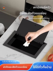 DADIAN | Embedded Concealed Flip Stainless Steel Black Trash Can