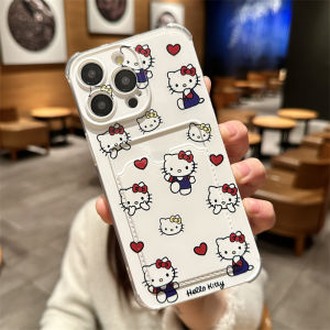 Cute Cartoon Hello Kitty Phone Case for  15 pro Max 17 14 pro New 12 Soft X Women 13 Small Card 11 Katty Cat XR XS Max Lovely 8 plus