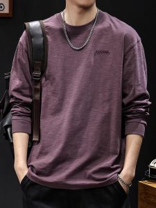 Áo Thun Dài Tay Bằng Cotton Nguyên Chất Cho Nam Áo Sơ Mi Lót Bên Trong Thời Trang Thu Đông Cỡ Lớn Dáng Rộng Thoải Mái