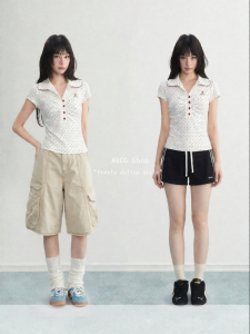 ARCG | Polka Dot Design Polo Collar Short Sleeve T-Shirt