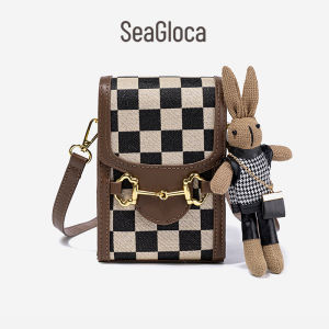 กระเป๋าผ้าใบสะพายไหล่แมสเซนเจอร์ผู้หญิงลายสก๊อตแฟชั่นสไตล์เกาหลีแบบเรียบง่ายใหม่ SeaGloca