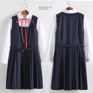 Japanese Style JK Uniform Milk Protection Skirt Basic Authenticated Student Set Pleated Skirt Womens Overall Strap Spring Autumn Uniform Class Uniform