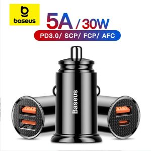 BASEUS | Baseus 30W USB Car Charger Quick Charge 4.0 3.0 FCP SCP USB PD For Xiaomi iPhone 12 13 14 Pro Fast Charging Car Phone Charger
