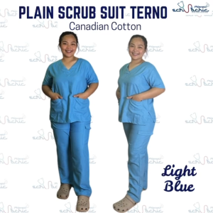 PSC Light Blue Katrina Plain Scrub Suit Terno for Men & Women/ Canadian-Katrina/Medical nurse vet yay
