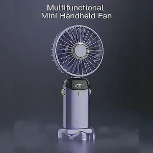portable fan usb fan cooling fan The handheld fan has a maximum of 5 speeds and can display the power. It is lightweight and stylish and can hold a mobile phone.