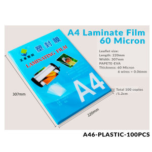 100PCS 60mic Laminate Film A4 Paper Plastik Laminated Hot Kertas Laminating Pouch Paper Protector Lamination Murah Tebal