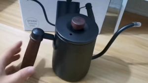 ชุด ดริปกาแฟ / drip set พร้อมใช้งาน กาคอห่าน ด้ามจับไม้ กาดริปกาแฟ กรองสแตนเลส 304 themometer