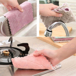 1pc Dish cloth Superfine Plain Color Microfiber Kitchen Towels Tuala Dapur Kain Lap Dapur Pencuci Pinggan [E22]