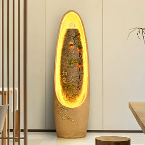 Modern Indoor Decorative Rock Garden Waterfall Fountain Circular Water Living Room Wealth Attracting Floor Standing Home Fountain Humidifier Wealth Gathering Feng Shui Wheel