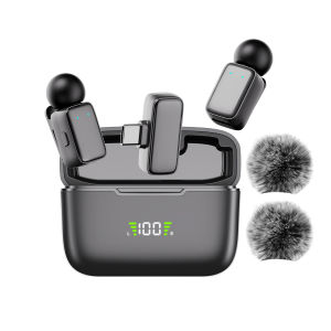 Mini Wireless Lavalier Microphones with Charging Case Clip-on Lavalier Microphone Wireless for Video Recording Vlogging