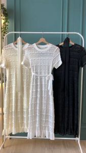 D11514 Tiff Curve Lace Dress With Tie Belt