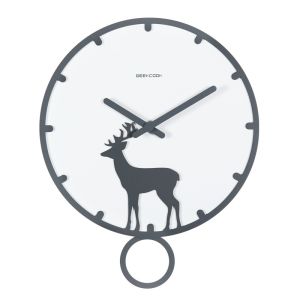 Minimalist Nordic Series Swing Wall Clock 14 Inches Hot Sale Deer Art Home Living Room Clock Simple Retro Creative INS Wall Decoration