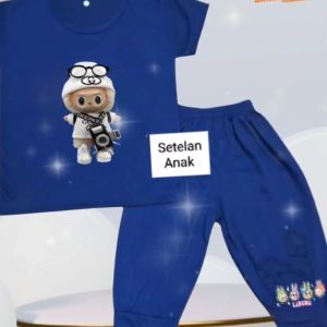 Setelan anak Laki-Laki dan Perempuan usia 1-8 tahun bergambar Labubu Kamera Sablon Digital Terbaru
