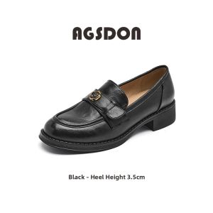 Agsdon | Brown Autumn Flower Design Chunky Heel Loafer