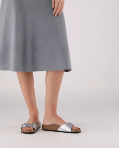 Sandal Perempuan Sandal Sepatu Sandal Rumah Slipper  Sandal Jepit Sandal & Flip Flop MURAH DISKON BESAR Sandal Birken Wanita Premium Madrid Silver