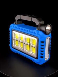 2023 New Outdoor Solar&USB Charging Camping Light LED COB Portable Flashlight 4 Modes Lighting Lantern Waterproof Solar Work Light