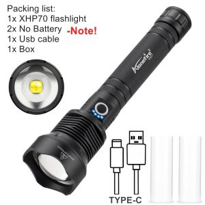 4000Lumen Zoom XHP70 LED High Power Flashlight USB Rechargeable Outdoor Torch Hunting Camping Fishing High Power Lighting Lamp
