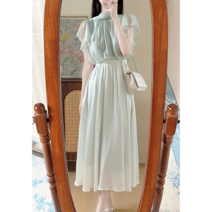 XIAOQIAOJIA | Summer Outfit Gentle Style Korean System Soft Atmosphere Maturity Chiffon Top Half Skirt Two Piece Set Short Sleeve Round Neck