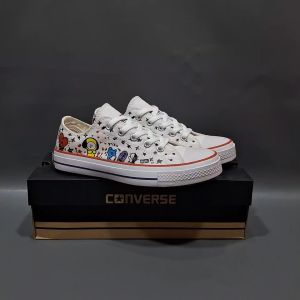 SEPATU CNVRS CT LOW X BT21 PUTIH MOTIF KARAKTER 36-40 SNEAKERS CORAK KARTUN