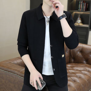 Trendy High-end Cardigan Jacket Turn-down Collar