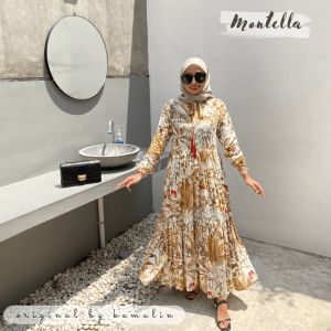 Midi Dress Rayon Jumbo Big Size & XL XXL 3XL 4L Terbaru Kekinian Model Montella Tasel Free Bandana