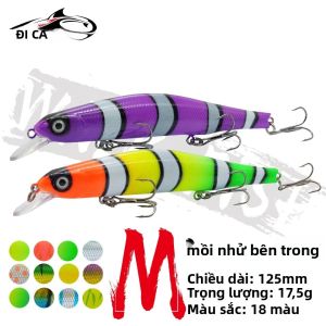 ĐI BỘ CÁ Jerkbaits Minnow 125mm 17.5g Mồi Câu Cá Mồi Nhân Tạo Wobbler Cứng Dụ Cho Đại Dương Sông Hồ Câu Cá Lặn Độ Sâu 0.5-1.5m