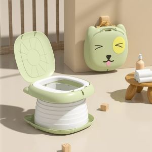 เก้าอี้โถปัสสาวะเด็กพับได้และง่ายต่อการพกพาสำหรับเด็ก VREN การ์ตูนระงับกลิ่นโถปัสสาวะแบบพกพา ABS + PP